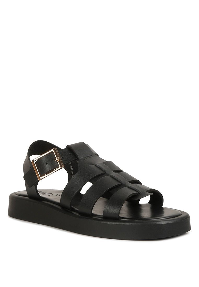 Black Gladiator Sandals - Linen & Spritz