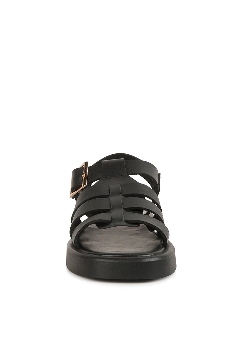 Black Gladiator Sandals - Linen & Spritz