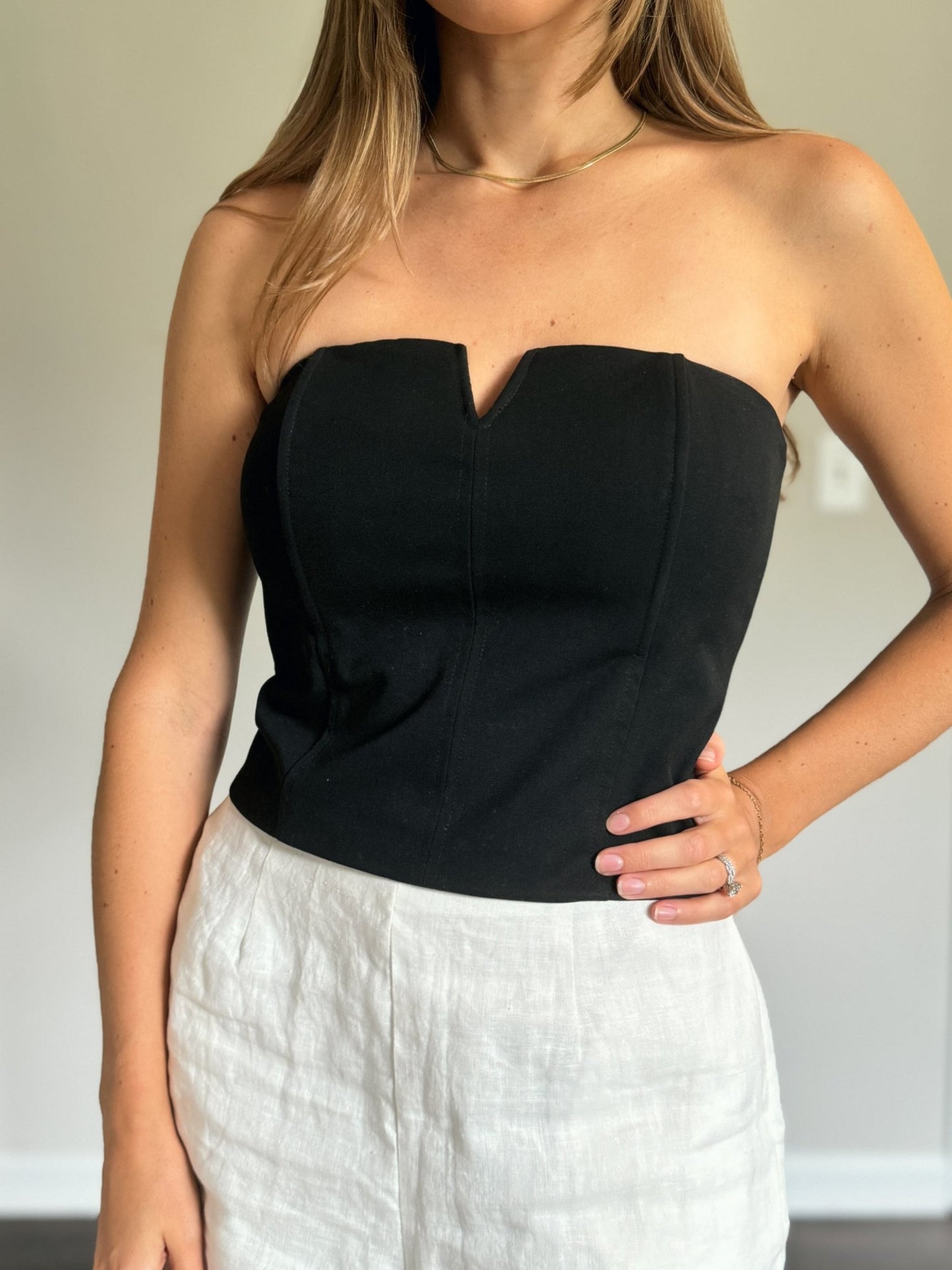 Black Wire Tube Top - Linen & Spritz