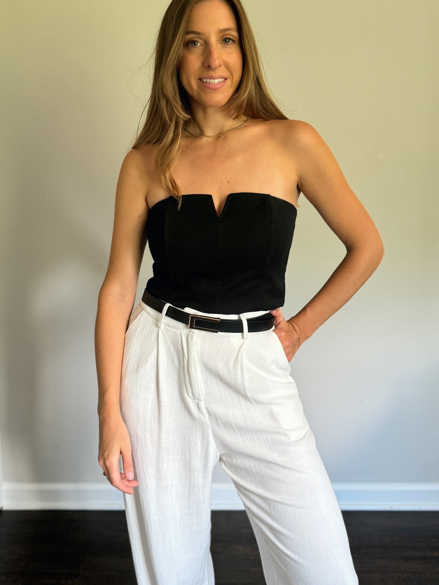 Black Wire Tube Top - Linen & Spritz