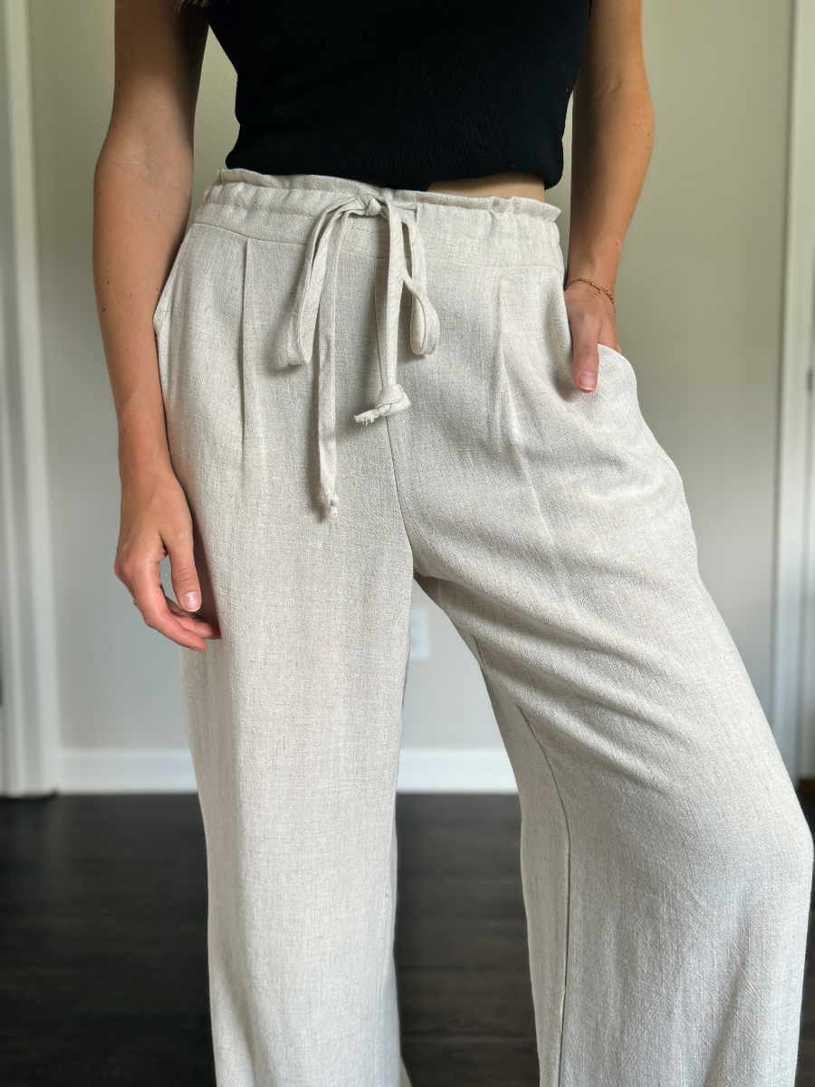drawstring linen pants